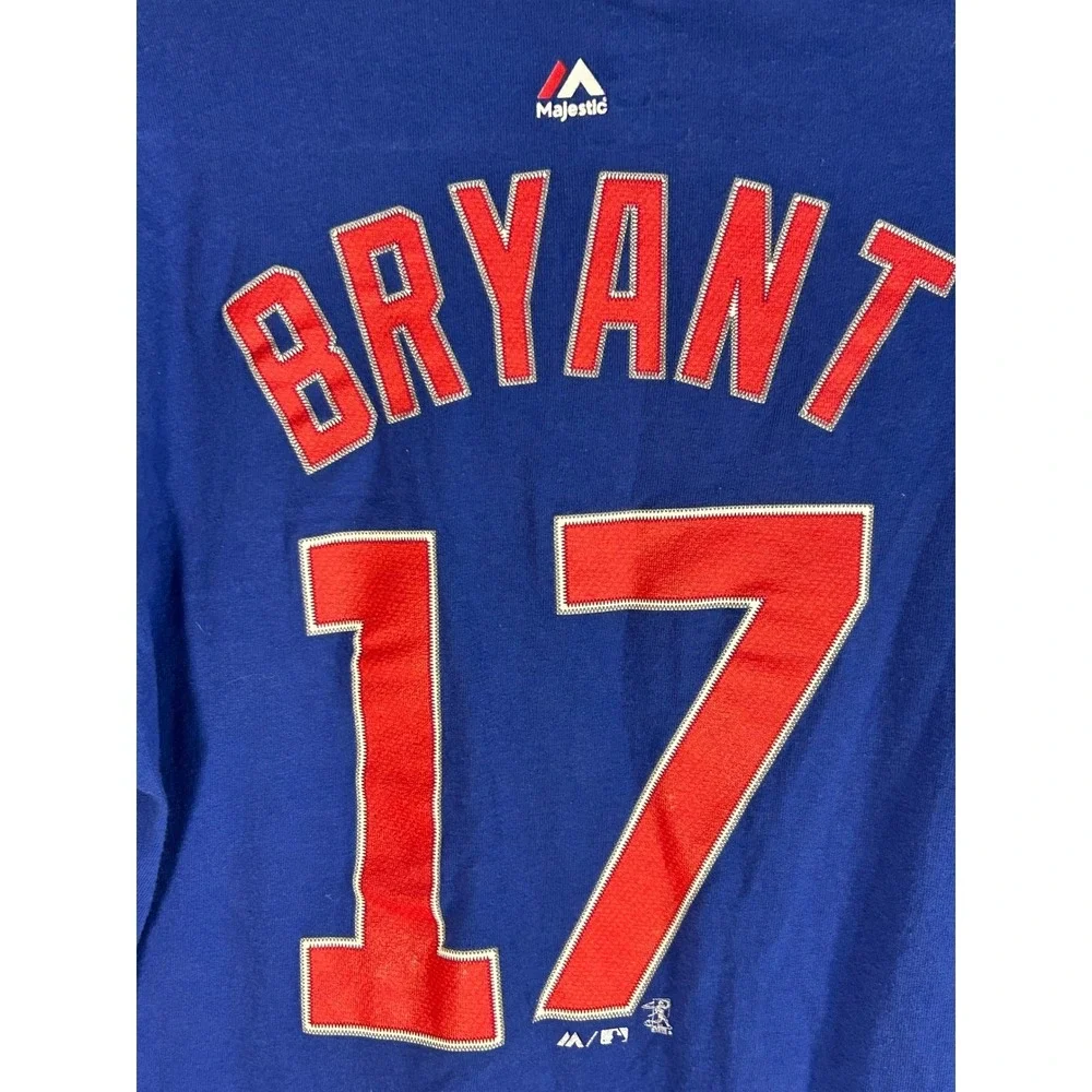 Majestic Chicago‎ Cubs Kris Bryant 17 Youth T Shirt Size Large Blue Baseball